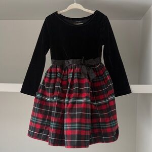 George Black Velvet Bodice Red Plaid Skirt Dress